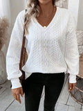 Milk white loose fit long sleeve T-shirt with 3D pattern in Japanese Korean style