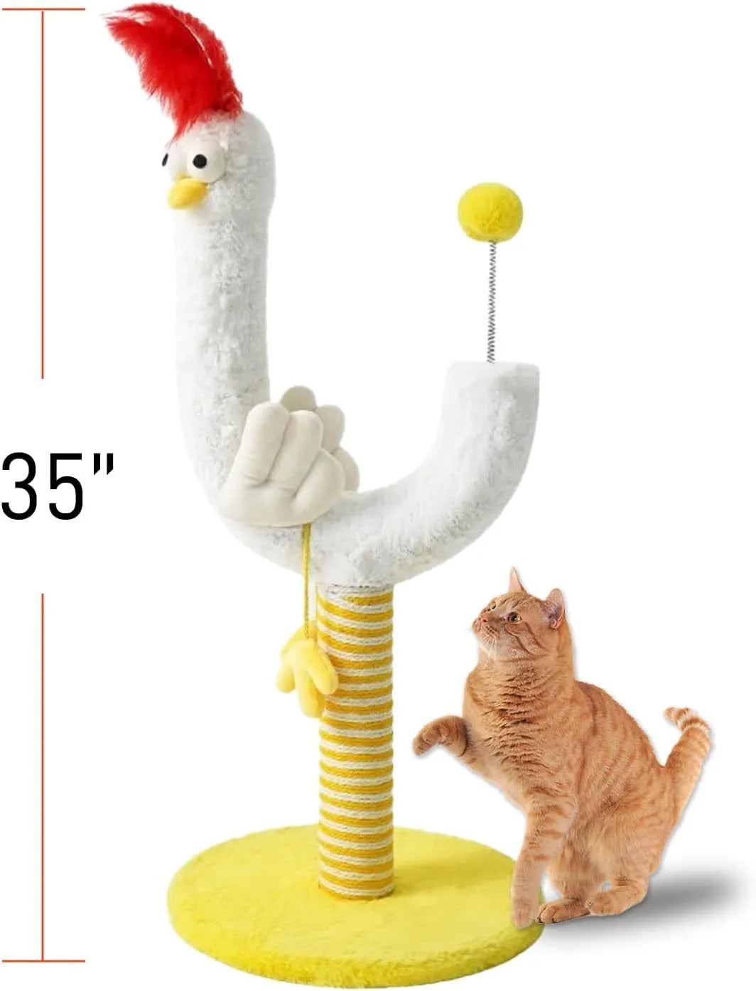 35x35x88cm sisal vertical cat scratching post with reinforced base and spring ball attachment