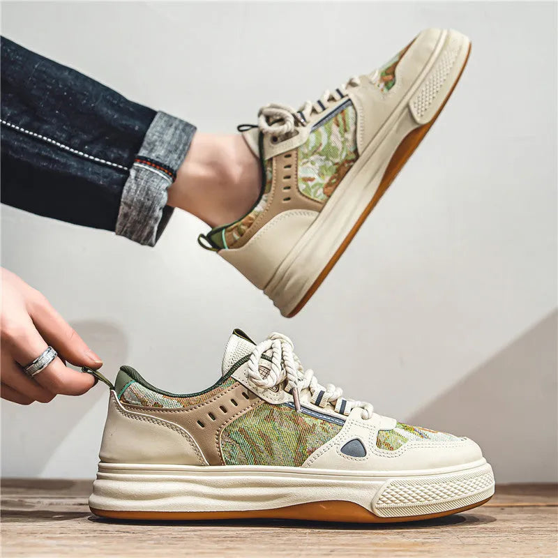 Men's casual canvas flat shoes in Milan green colour with round toe and flat heel design.
