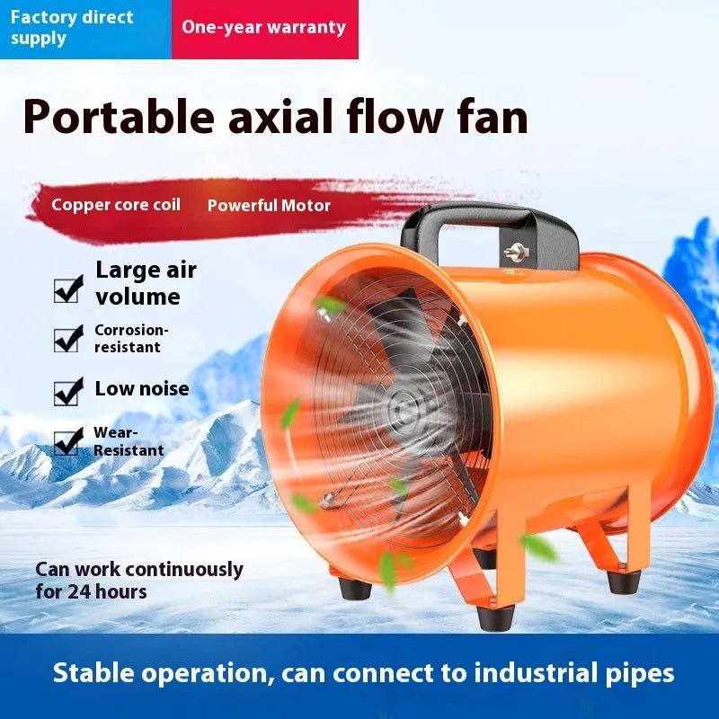 8-inch industrial axial flow ventilation fan with 5-metre duct for dust removal