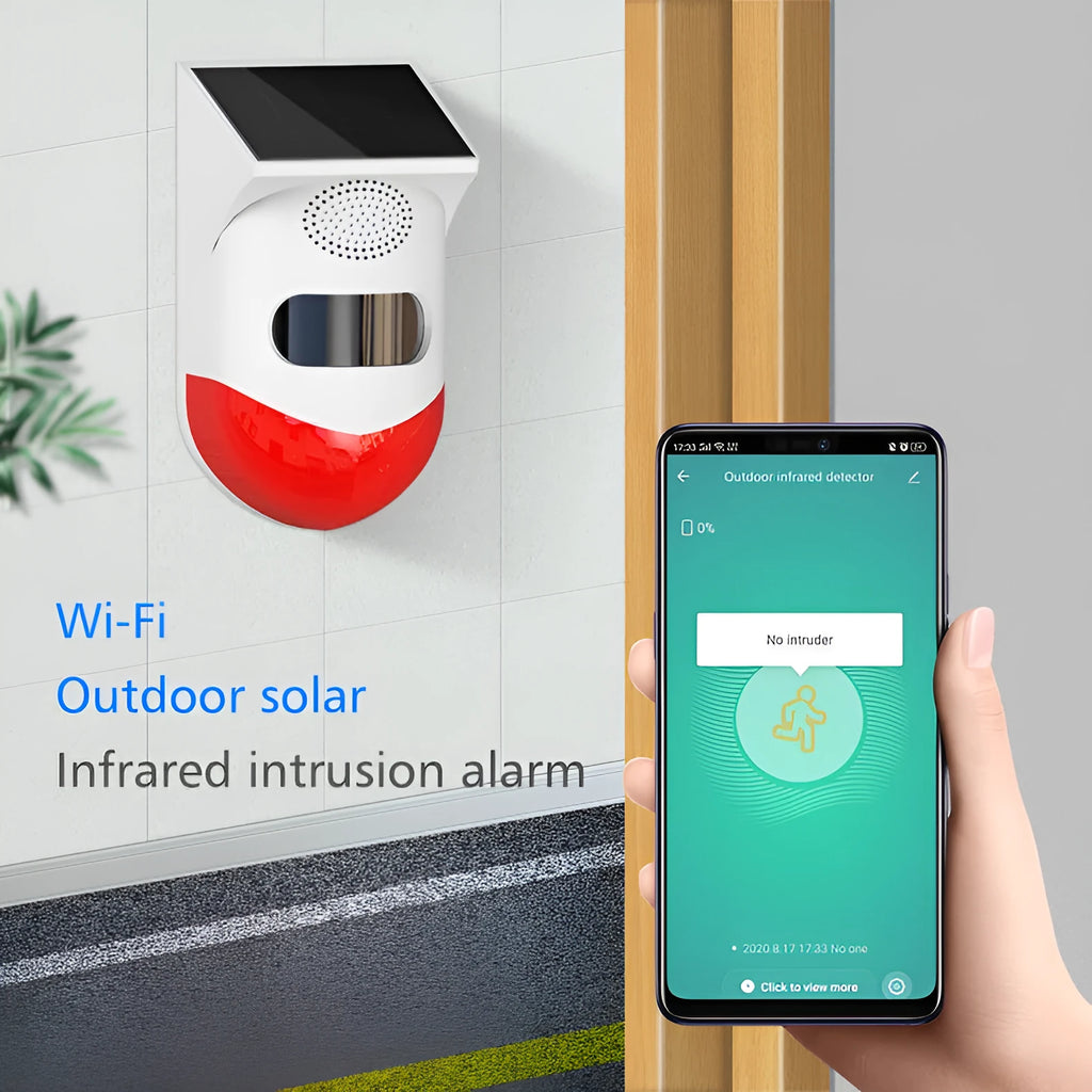 Solar-powered infrared security alarm with GSM wireless system for outdoor perimeter protection