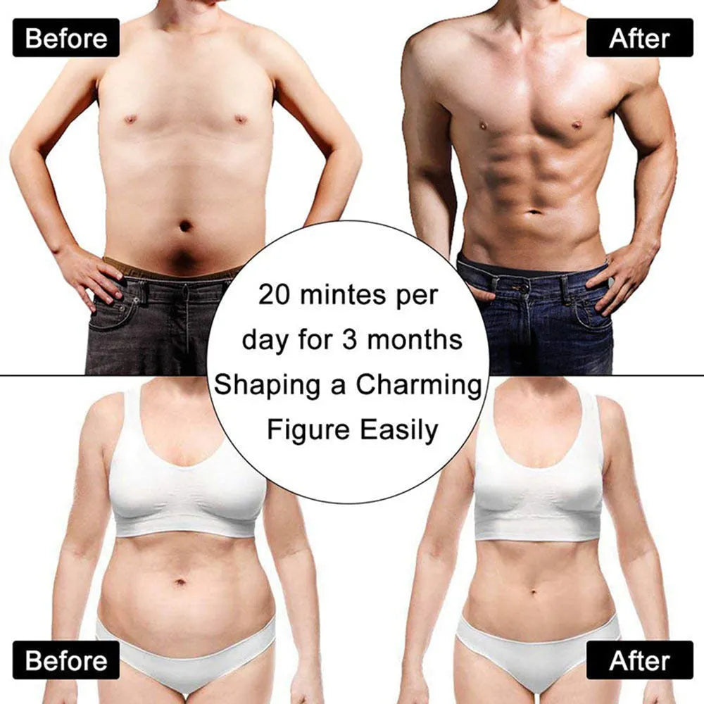 EMS abdominal muscle stimulator belly belt with 6 modes, 10 frequencies, 3 controllers, and USB charging cable