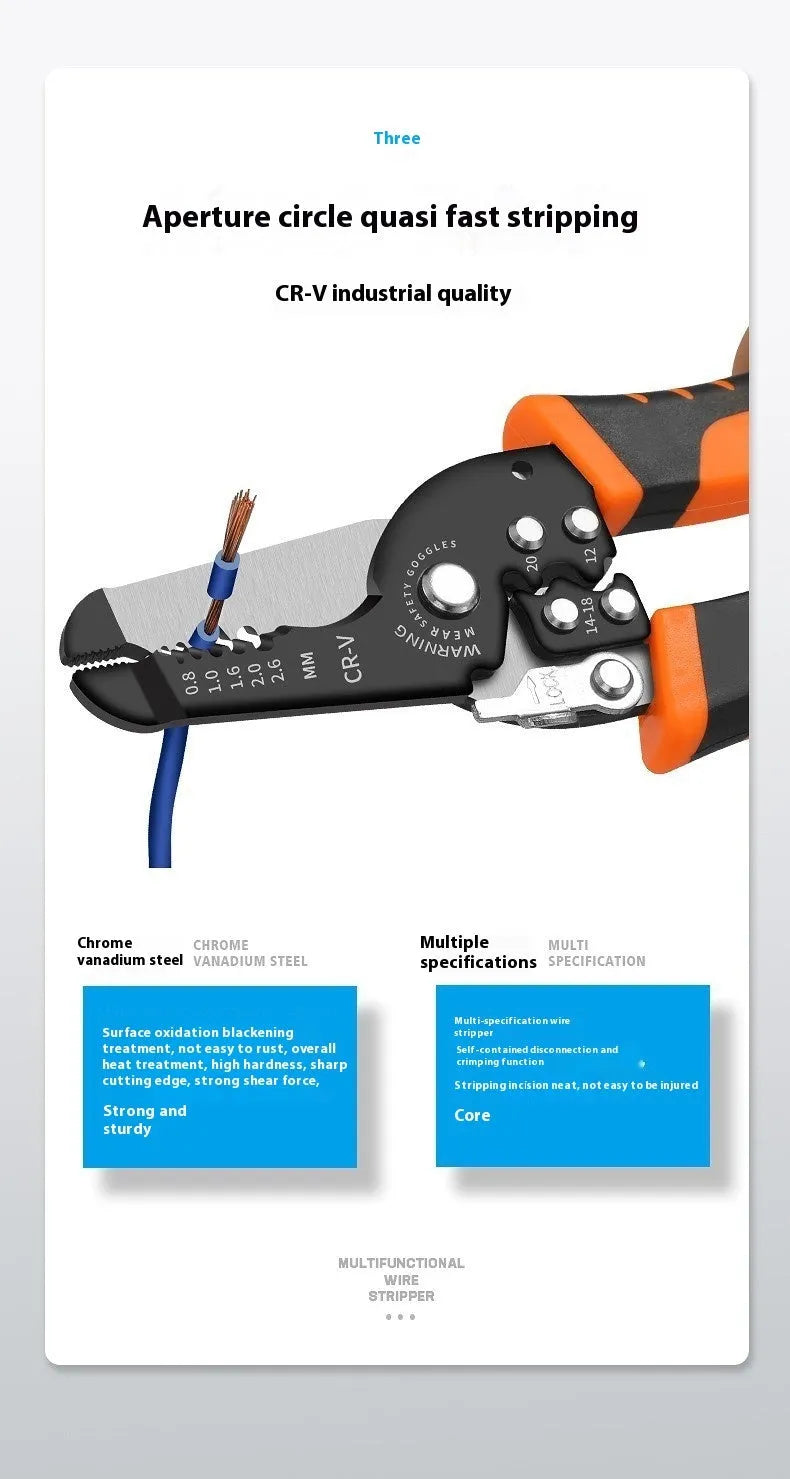Fully automatic wire stripping pliers made from high carbon steel and 45 steel in a box.