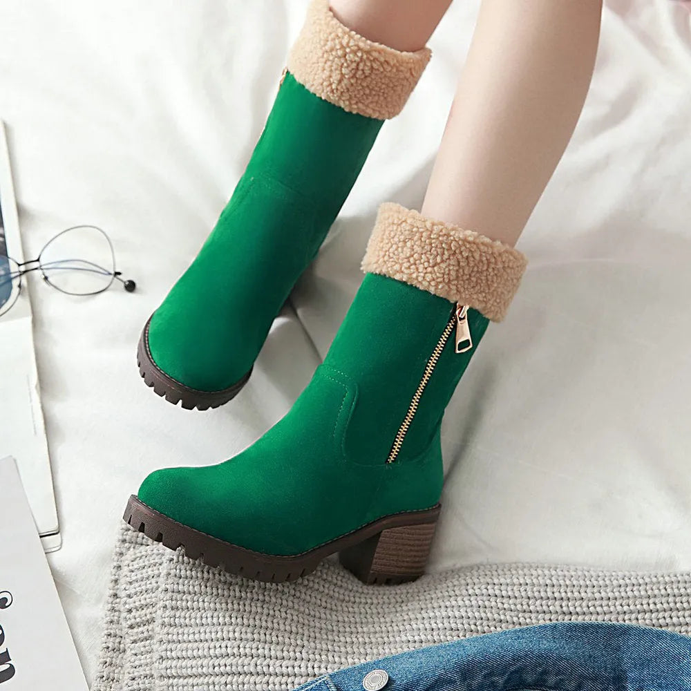 Men's ankle-high snow boots in four colours with thick lining and rubber soles