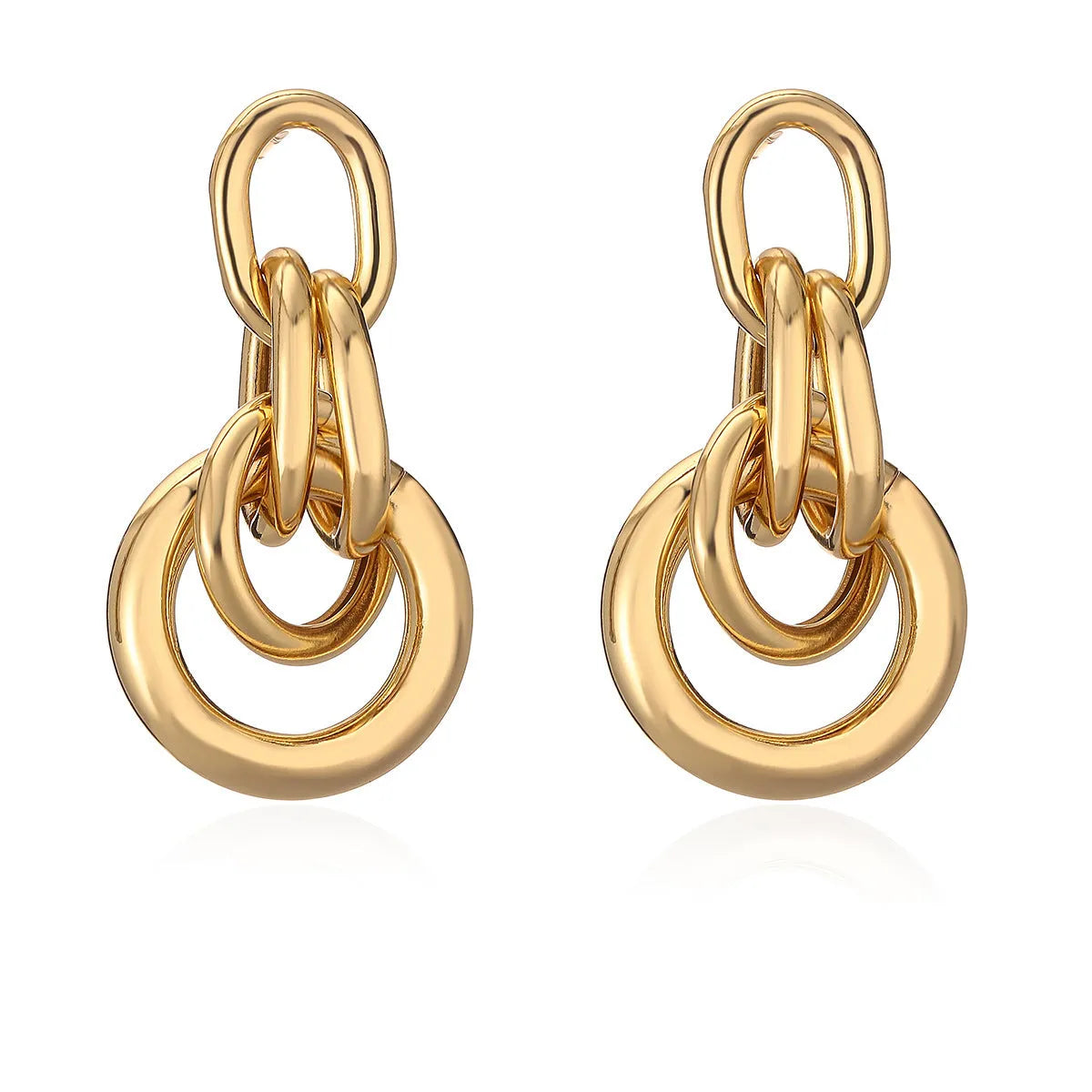 Gold-coloured geometric copper earrings with irregular shape and simple styling for women