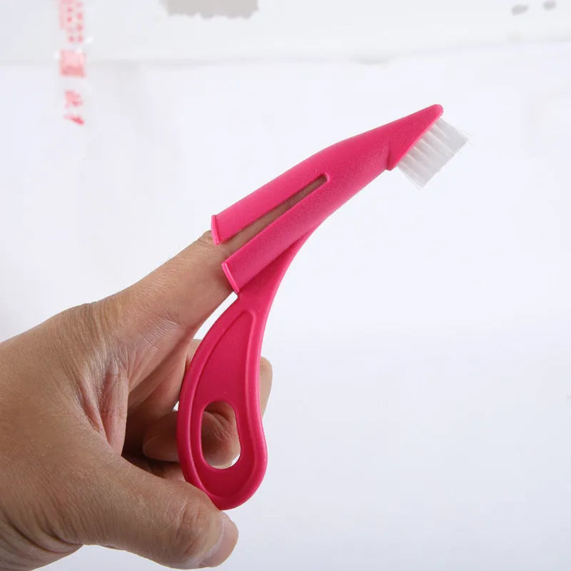 Red and white pet finger toothbrush with silicone bristles for dog and cat dental care