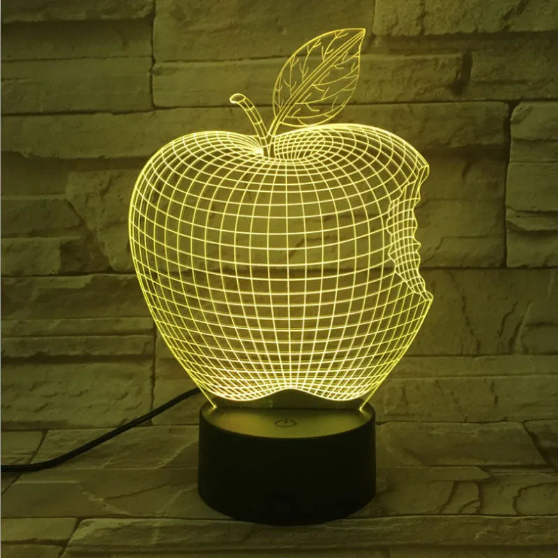 3D fruit shaped colourful LED night light with touch control interface