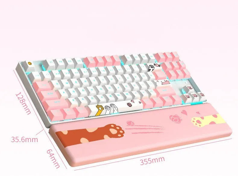 87 key green axis mechanical keyboard with metal panel, RGB light effect and two-colour key caps