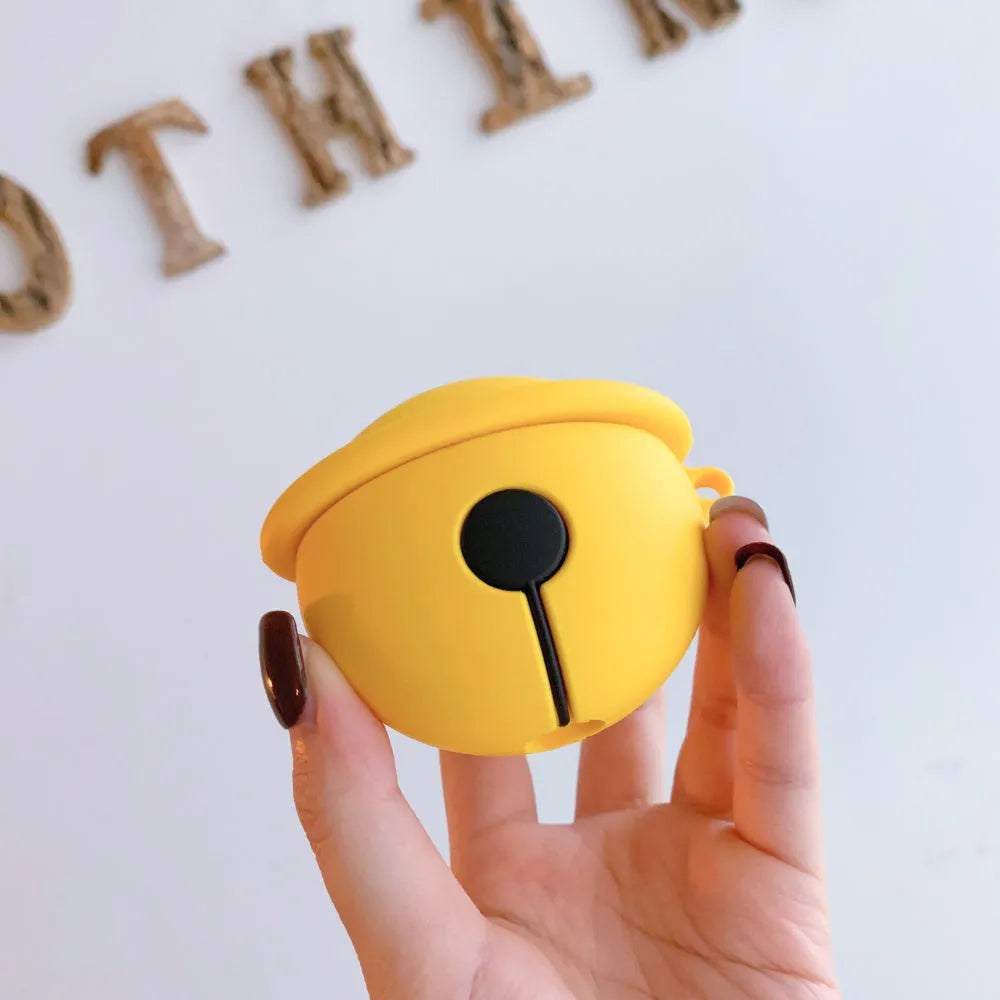 Yellow silicone bell-shaped case for AirPods 1 and 2 generation wireless earphones
