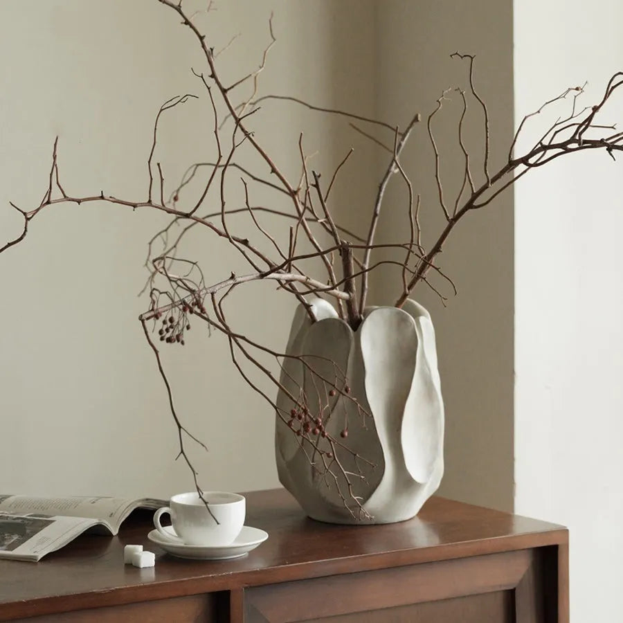 Irregular abstract art ceramic vase for flower arrangements in living room or desktop display