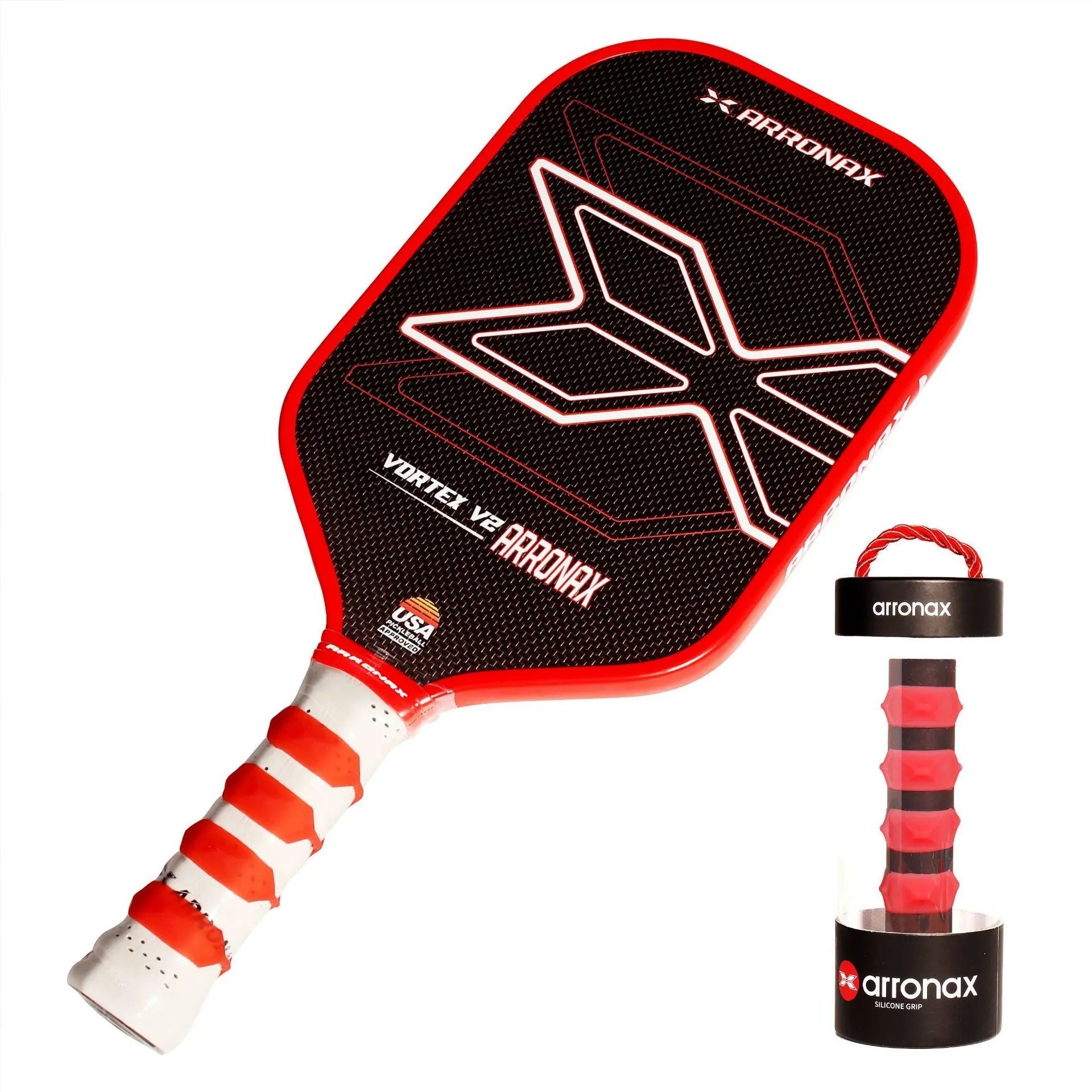 Silicone tennis racket hand grip buckle in multiple colours showing 17.6cm x 6.4cm dimensions
