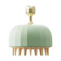 Green double-sided pet bath brush with massage function and drain holes for dog and cat washing