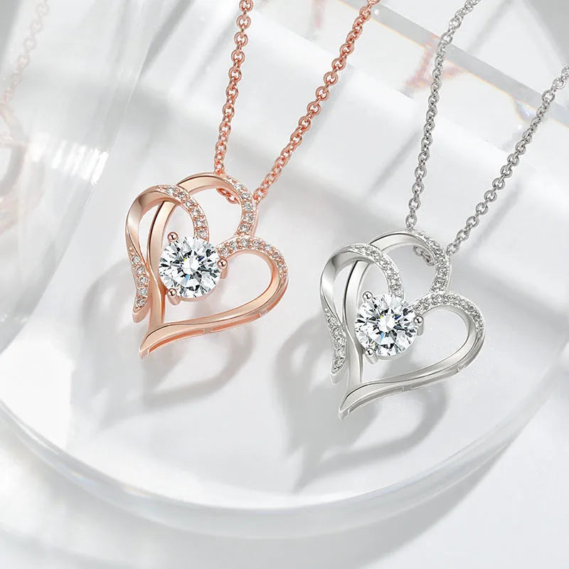 Women's 925 sterling silver necklace featuring a simple heart-shaped pendant.