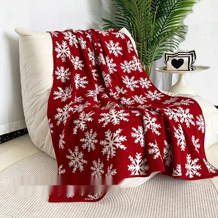Personalised acrylic Christmas blanket with snowflake or reindeer pattern, shown in two size options.