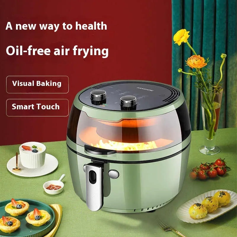 8-litre capacity air fryer oven with viewing window and mechanical button controls