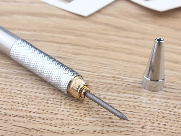 Metal automatic mechanical pencil with multi-diameter refill options for writing and drafting