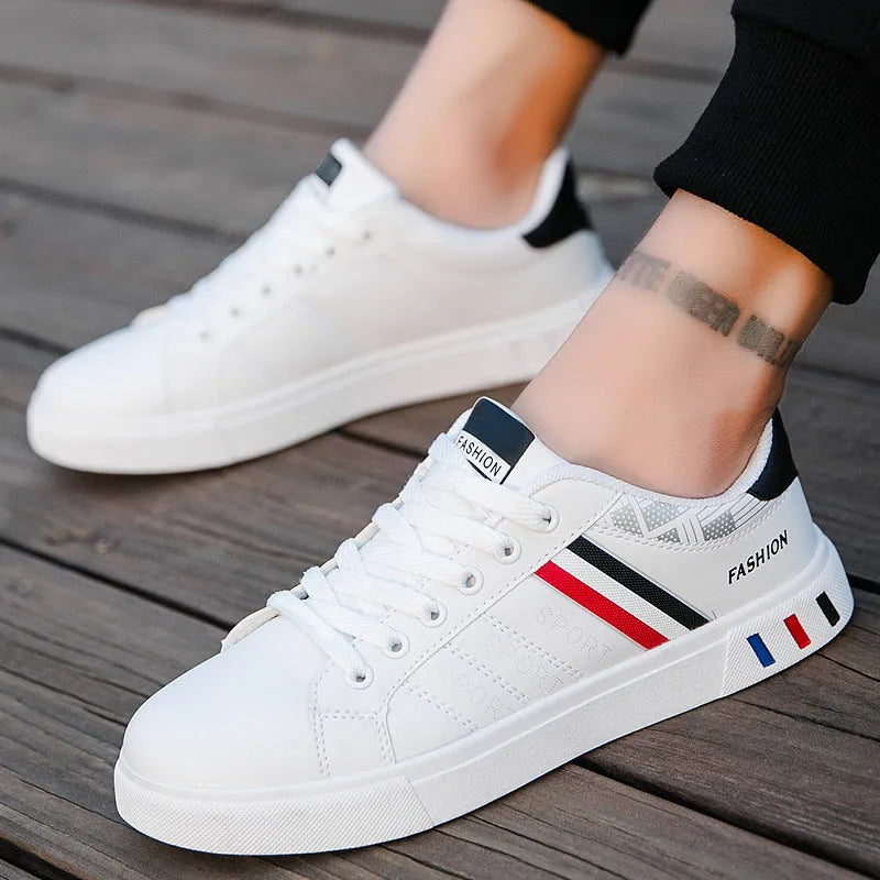 Sports shoes in black, grey, or white colours showing size options 39-44 with foot length measurements