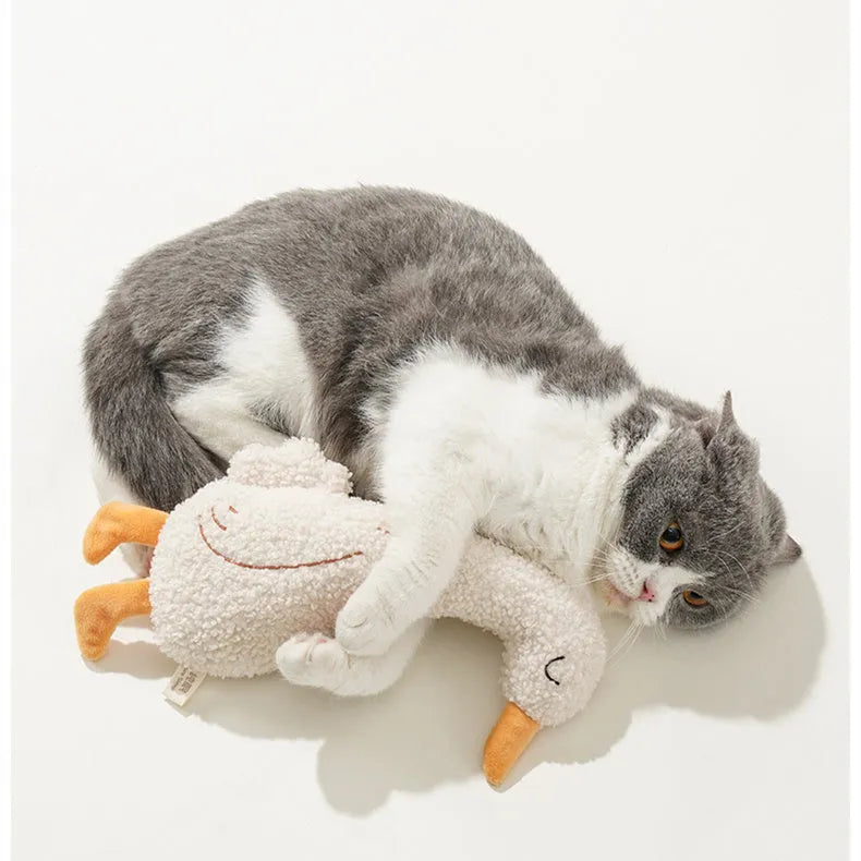 Plush fox and duckling dog toys with tug rope and squeaker in teddy velvet fabric