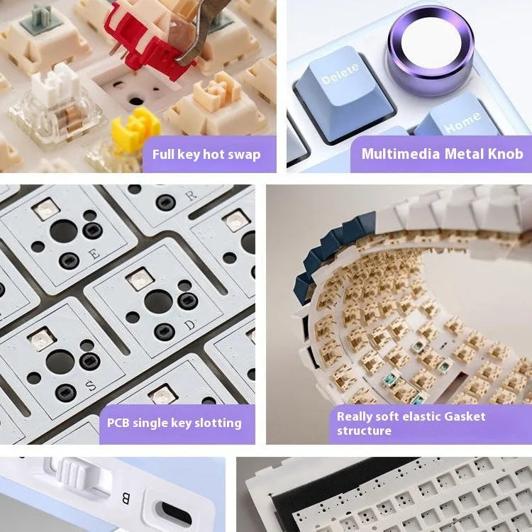 Wireless mechanical keyboard with RGB lighting and hot-swappable key switches