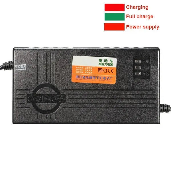 Black 72V20AH electric car charger for professional lead-acid batteries with compact design