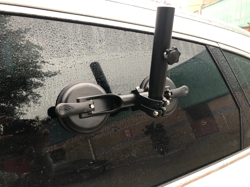 Black ABS car window suction mount with rubber base for flagpoles