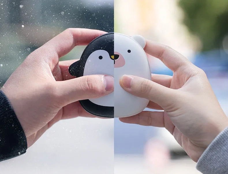 Cartoon penguin and polar bear USB rechargeable hand warmers with power bank function