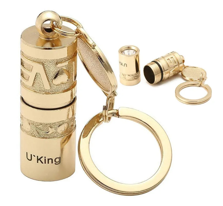 Gold waterproof zinc alloy LED keychain flashlight for outdoor emergency lighting