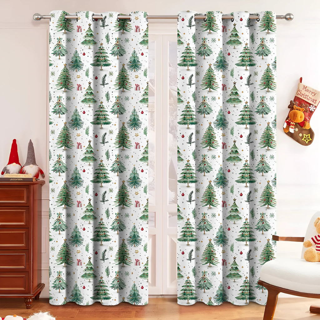 Polyester Christmas Forest punching pattern curtain with sunshade function in modern simplicity style