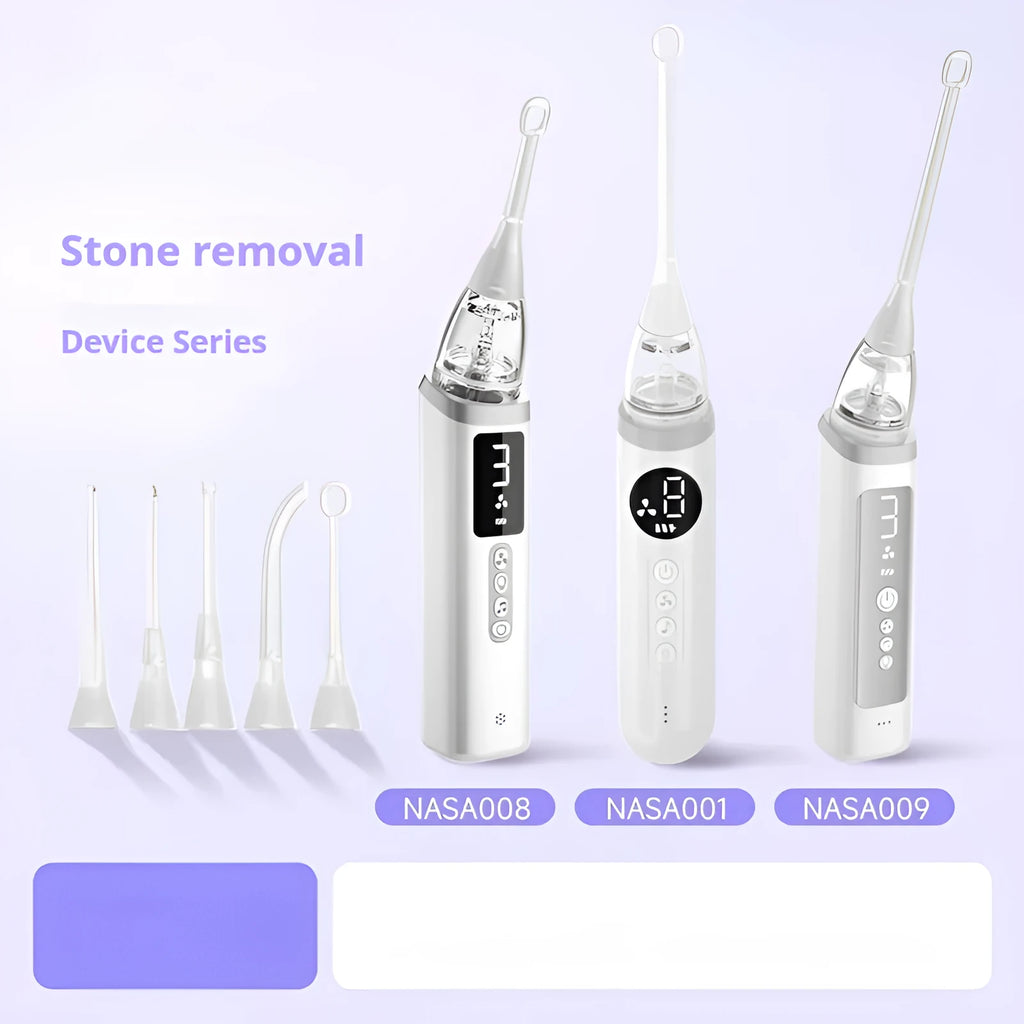 Tonsil stone extractor oral cleaning tool set for dental calculus removal in milky white