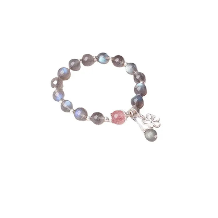 Women's 7.5mm grey moonlight crystal bracelet with zodiac modelling and 925 silver components