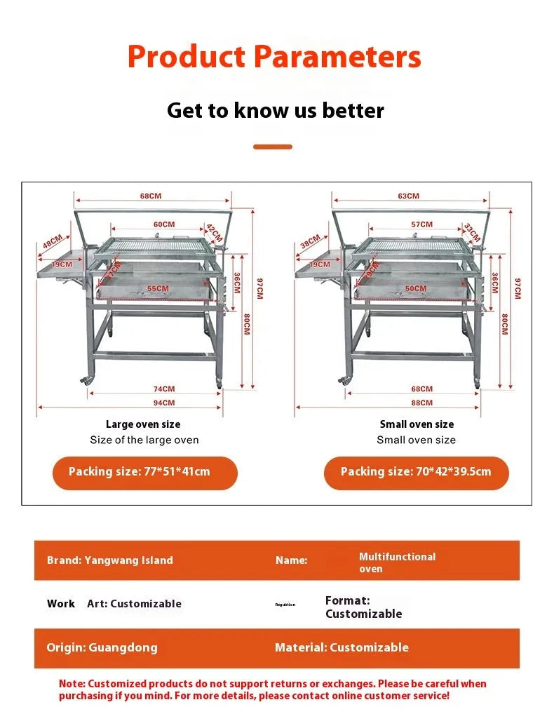 Foldable charcoal BBQ stove with detachable grill components for courtyard cooking