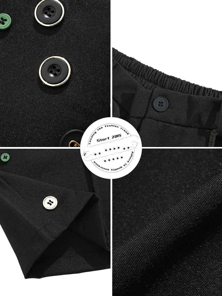 Black men's casual shorts with a semi-elastic waistband and straight-leg loose fit.
