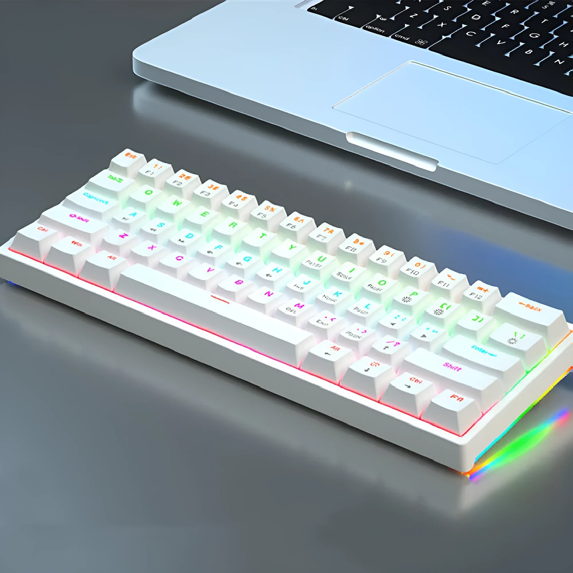 61-key compact mechanical keyboard with hot-swappable sockets and multiple switch options