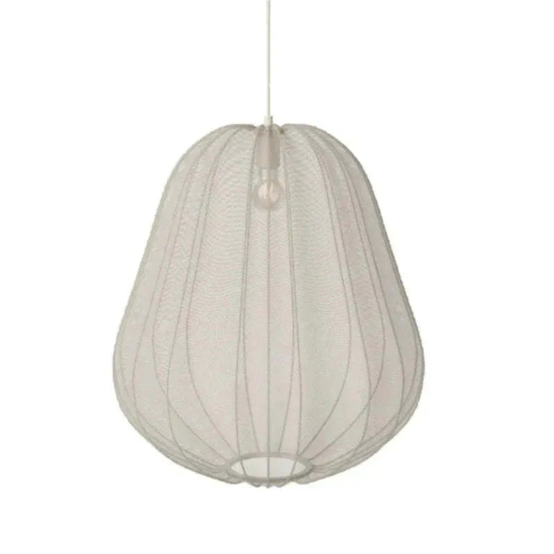 Japanese style net pumpkin ceiling lamp with iron construction in grey blue or white colour options