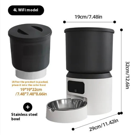 4L smart automatic pet feeder for cats and dogs with stainless steel bowl and camera