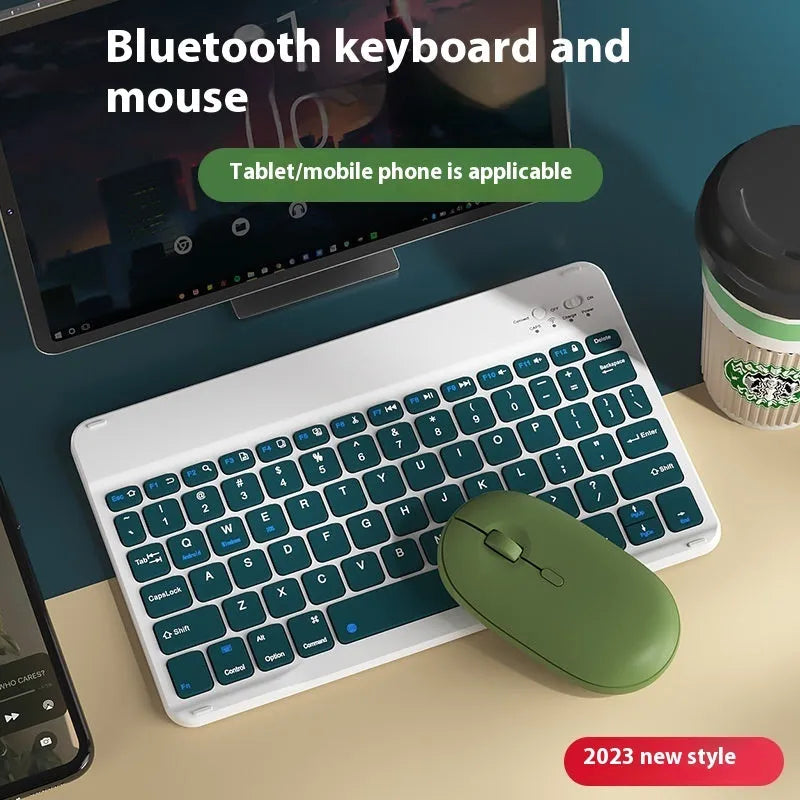 Bluetooth keyboard and rechargeable mouse set for tablets and PCs in multiple colour options