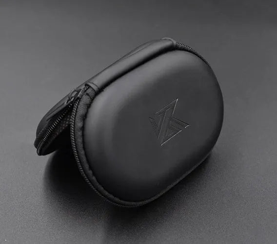Black oval leather earphone storage bag compatible with EDX PRO and ZEX PRO models