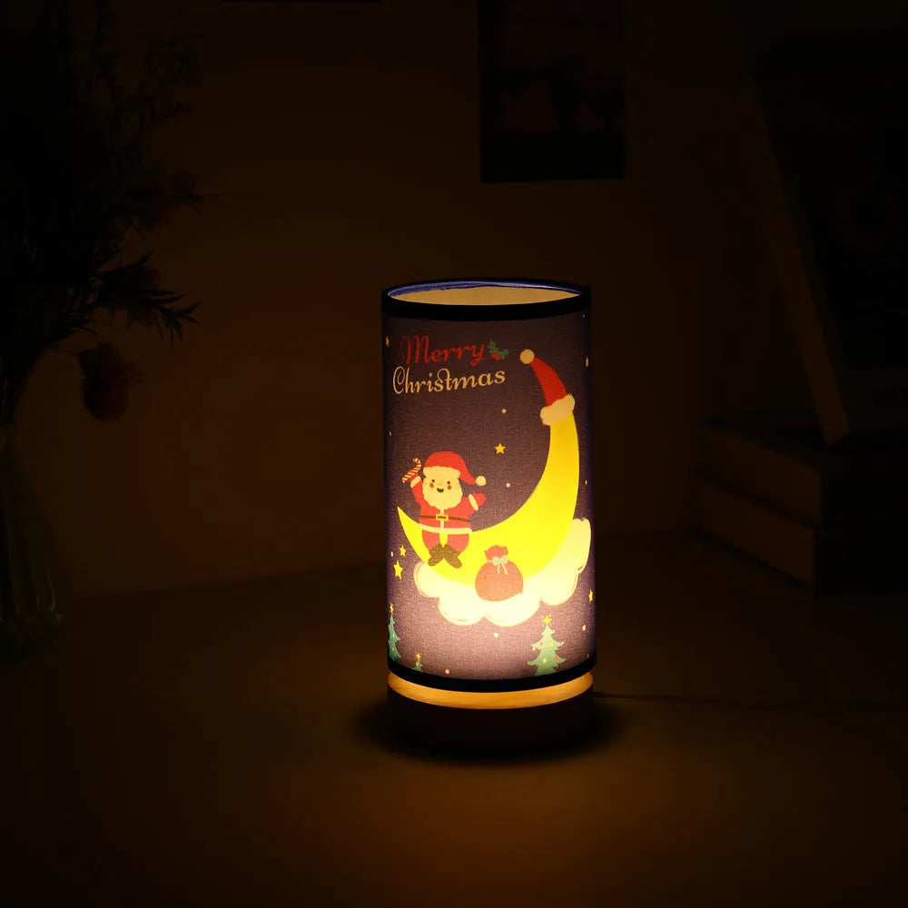 Moon Santa Claus LED night light with USB plug and bamboo holder