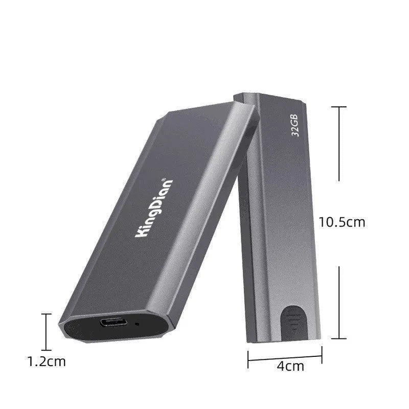 Grey mobile SSD external hard drive with USB 3.0 interface for direct phone connection