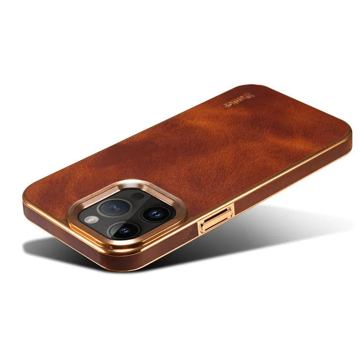 Handmade slim leather protective case for iPhone in vintage oil wax leather
