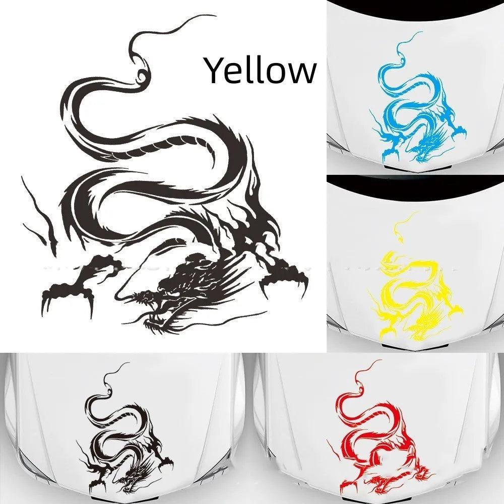 Large black and white dragon design car body sticker measuring 50cm by 36cm