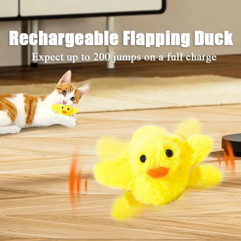 Yellow interactive plush cat toy shaped like a chick with vibration sensor