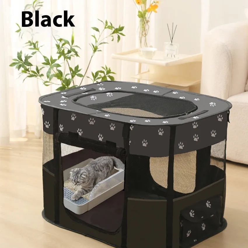 Breathable cloth pet tent for cats and dogs, available in multiple sizes and colours, including square and fang shapes.