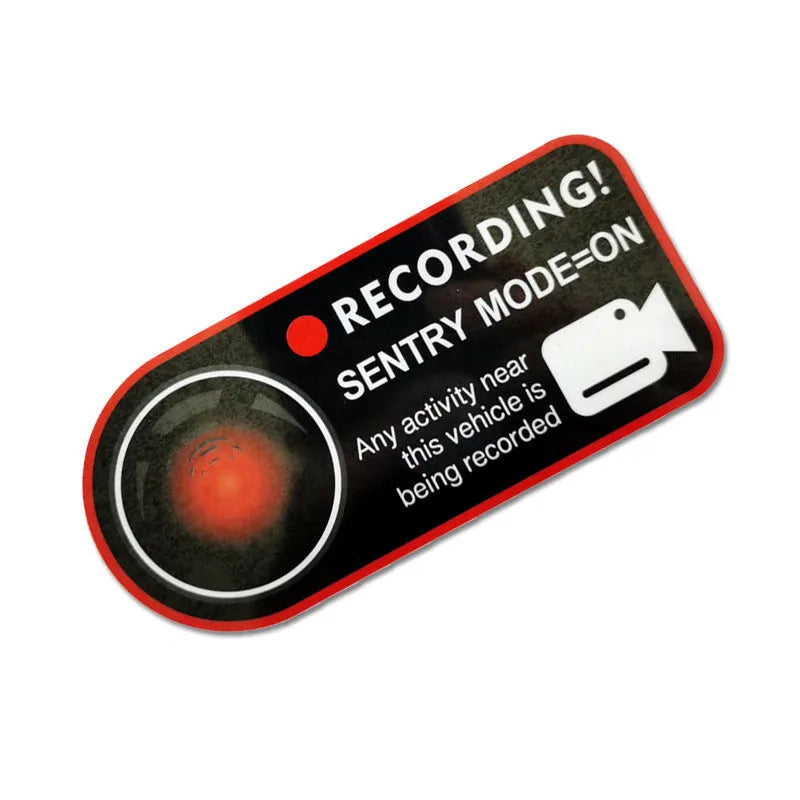 Tesla sentry mode electrostatic warning sticker pair measuring 11x5cm for Model 3 Y S X vehicles