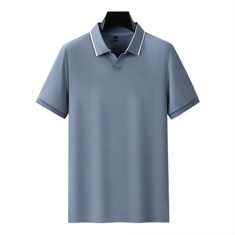 Men's lapel collar polo shirt in mercerised pearl cotton fabric available in multiple colours