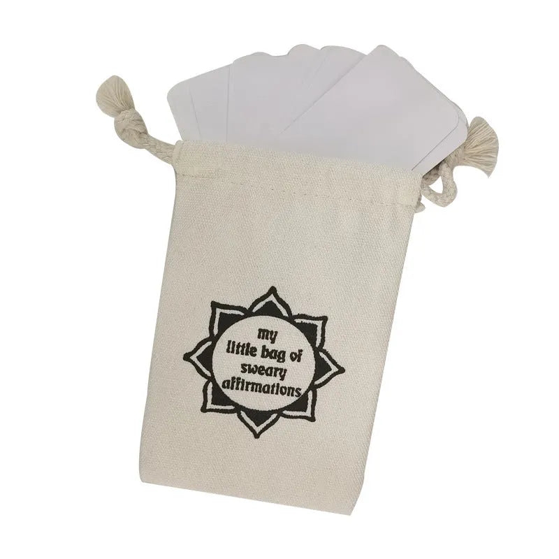 16 funny affirmation cards in soft adorable healing style with greeting card bag