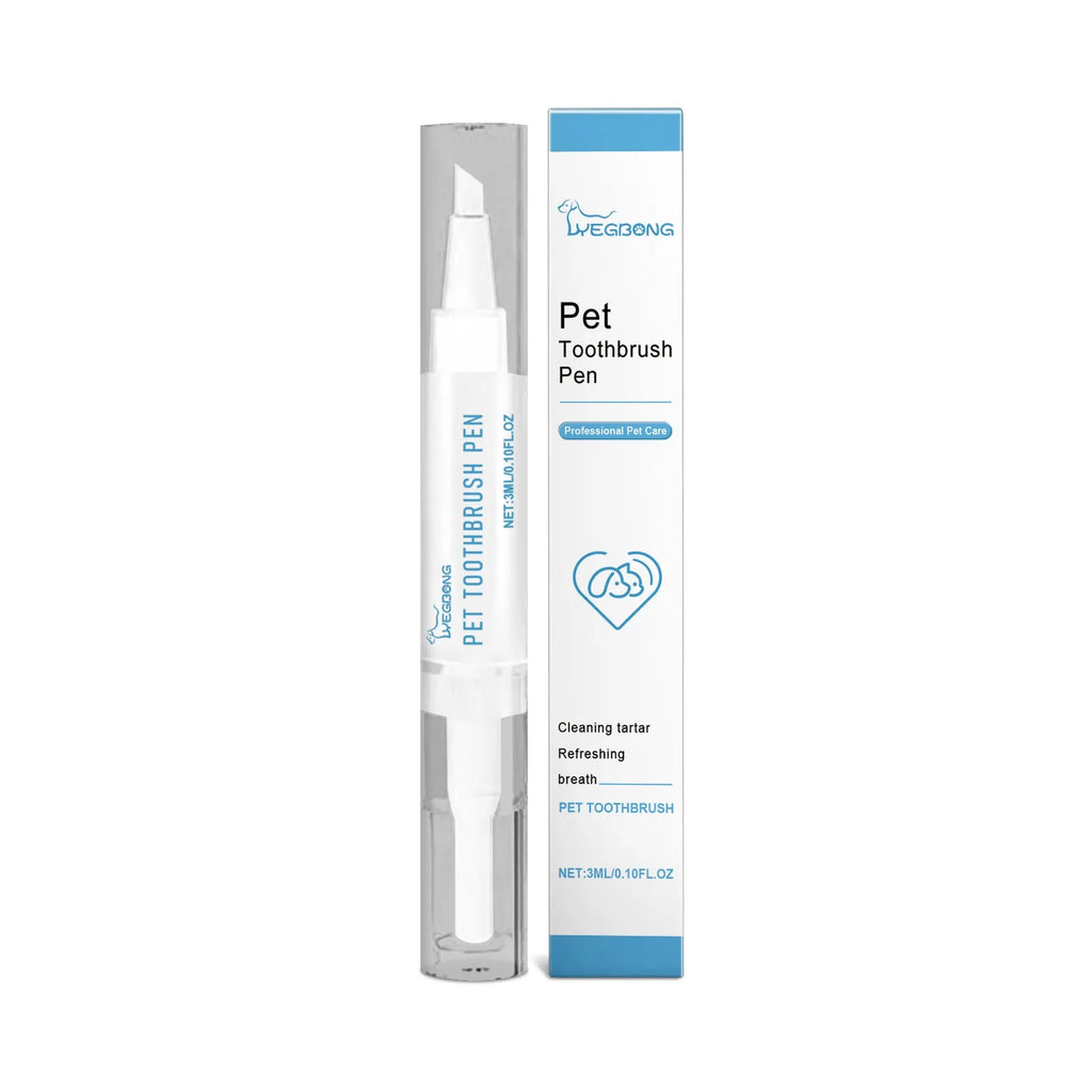 Pet teeth cleaning brush with silicone handle measuring 12.5cm long and 1.1cm diameter