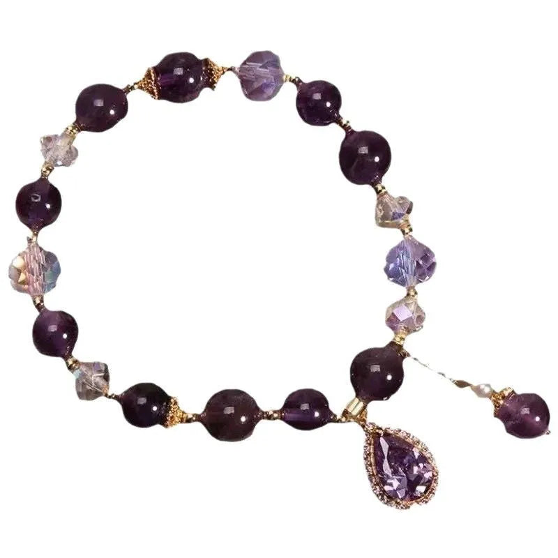 Natural purple amethyst crystal bracelet for women with micro inlay stone setting
