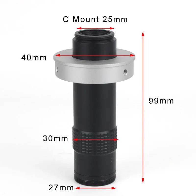 Black industrial inspection camera monocular lens with adjustable 0.1-1.3x magnification