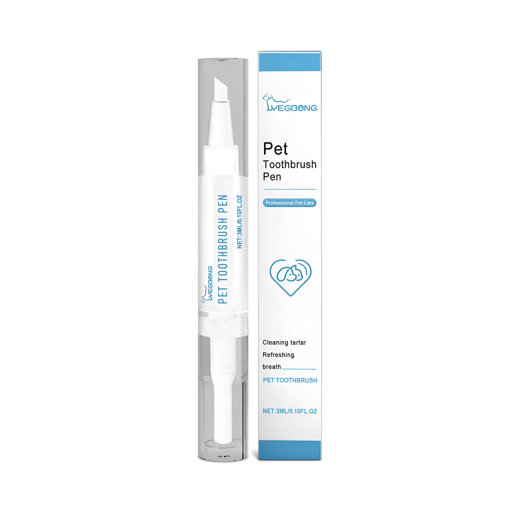 Pet teeth cleaning brush with silicone handle measuring 12.5cm long and 1.1cm diameter